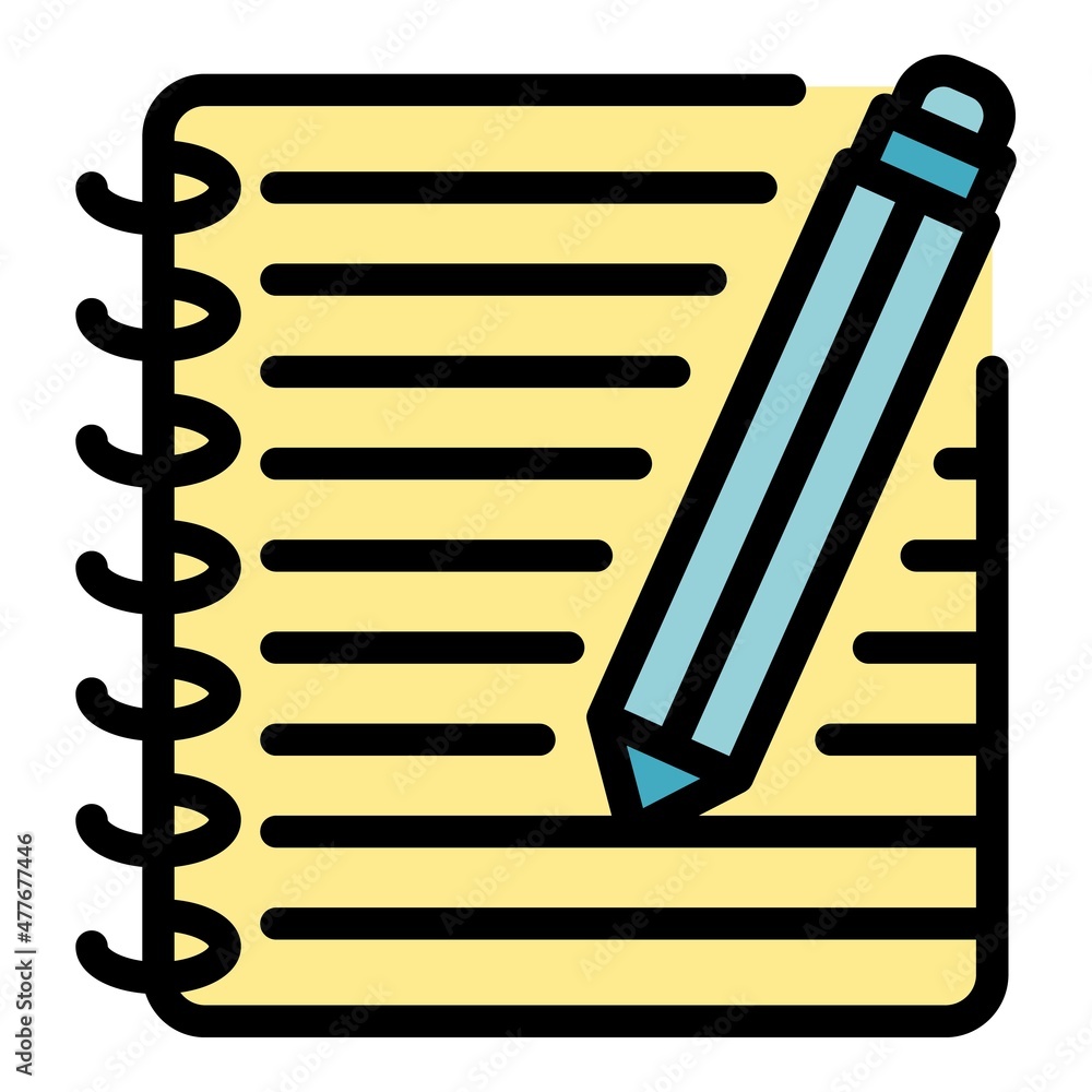 Poster student notebook icon. outline student notebook vector icon color flat isolated