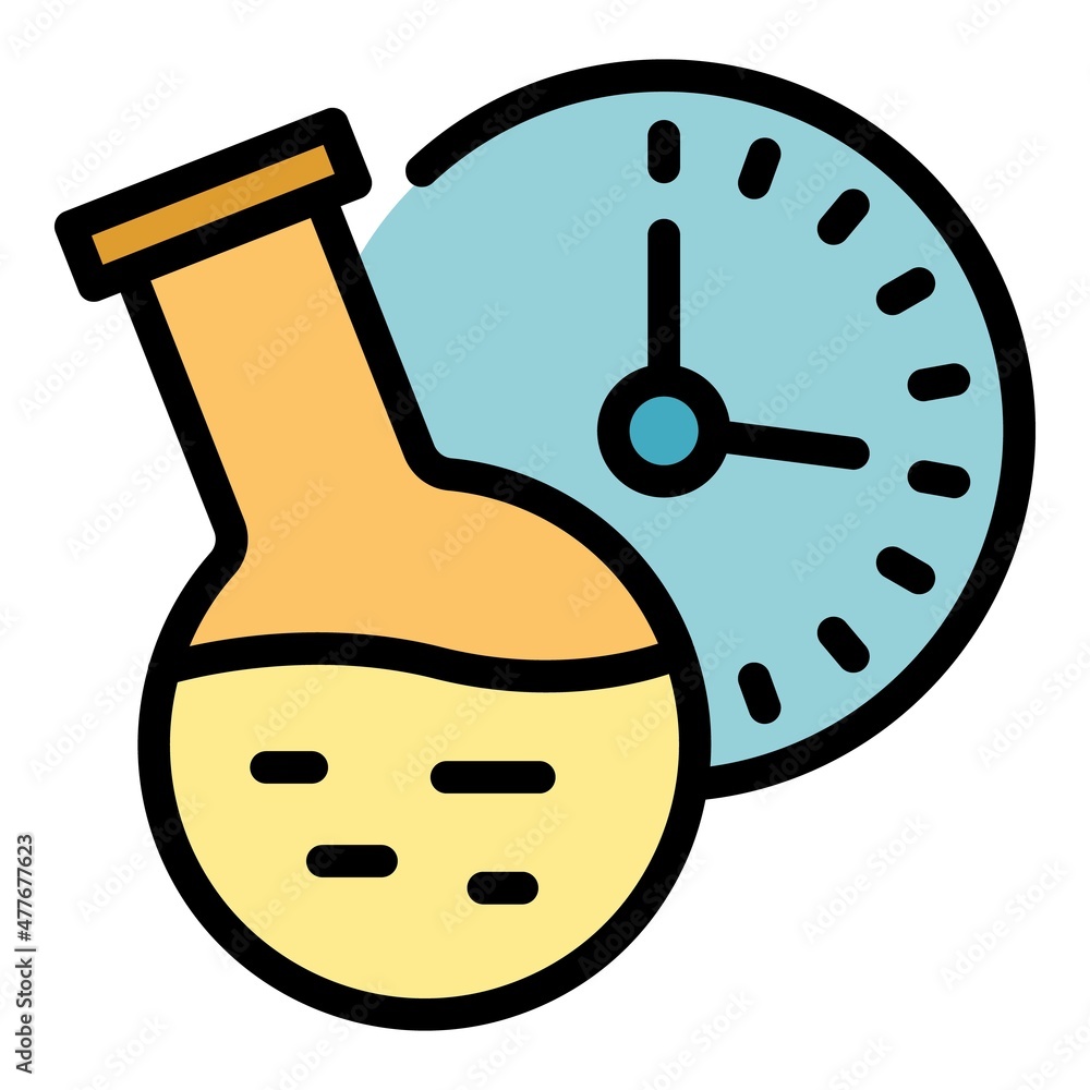 Poster chemical flask lesson icon. outline chemical flask lesson vector icon color flat isolated