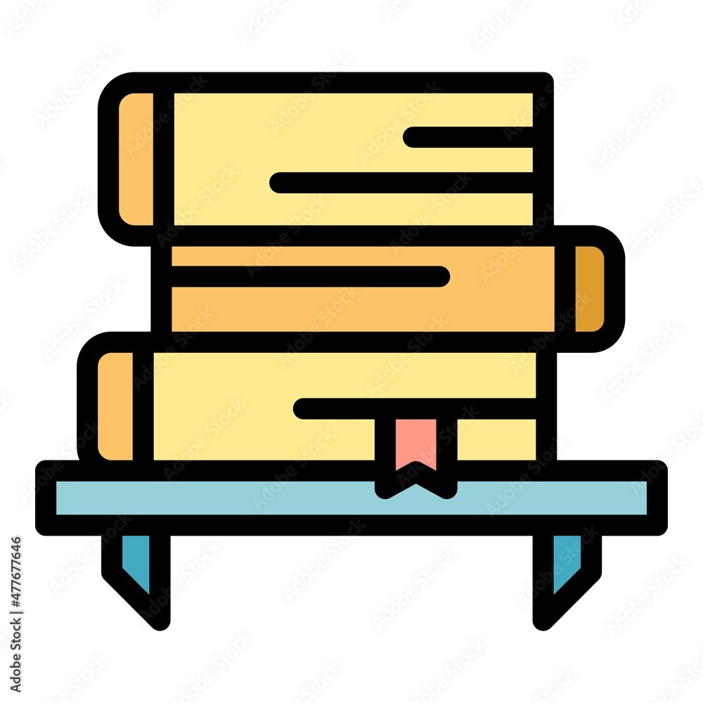 Poster bookshelf icon. outline bookshelf vector icon color flat isolated