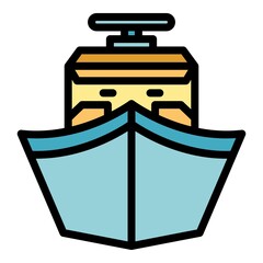Big ferry icon. Outline big ferry vector icon color flat isolated