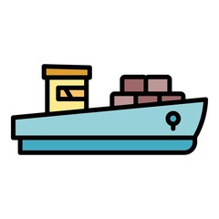 Transatlantic ferry icon. Outline transatlantic ferry vector icon color flat isolated