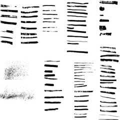 a set of texture strokes of acrylic paint, vector black brush image on a white background
