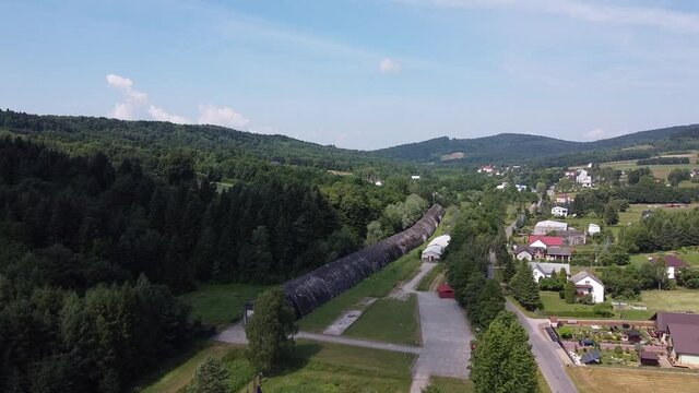 Aerial View of Railway Shelter in Stepin, Poland. German command post world war 2 in the vicinity of Stepin. The structures were given the codename of Anlage Sud.