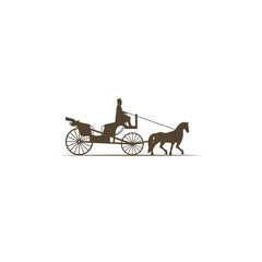 Fototapeta na wymiar Horse drawn carriage classic vintage logo icon sign. Vector illustration
