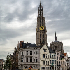 Fototapeta na wymiar Gothic cathedral in Antwerp, Flanders, Belgium