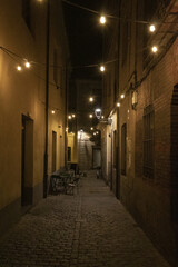 Backstreet outside terrace at night