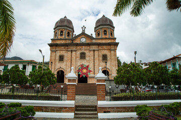 Concepción, Antioquia - Colombia - December 27, 2021. Our Lady of the Immaculate Conception Parish, located in the central park of the town