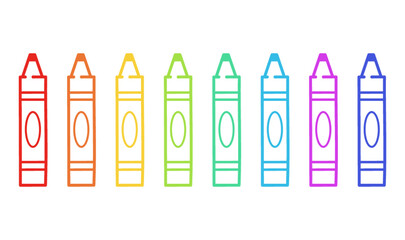 Set of Rainbow Colored Crayons Pencils Vector Illustration