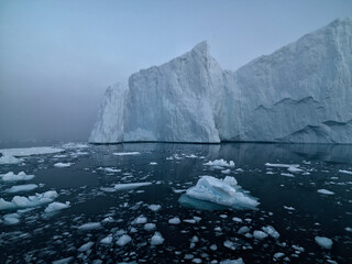 Icebergs on Arctic Ocean in Greenland. Climate Change on Pole region