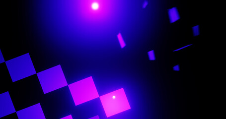 Render with purple neon light on cubes