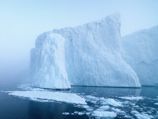 Icebergs on Arctic Ocean in Greenland. Climate Change on Pole region