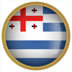 Obraz premium Adjara 3D rounded Flag Button Icon with Gold Frame