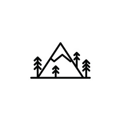 Mountain, Hill, Mount, Peak Line Icon, Vector, Illustration, Logo Template. Suitable For Many Purposes
