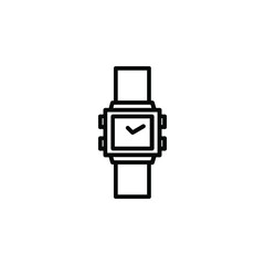 Watch, Wristwatch, Clock, Time Line Icon, Vector, Illustration, Logo Template. Suitable For Many Purposes
