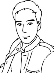 black and white of cute man cartoon for coloring