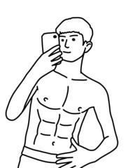 black and white of cute man cartoon for coloring