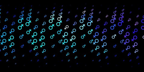 Dark Pink, Blue vector background with woman symbols.