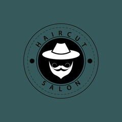 man face mustache haircut logo
