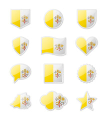 Vatican - set of country flags in the form of stickers of various shapes.