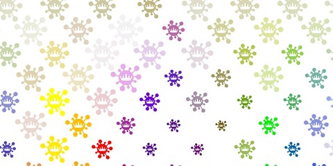 Light Multicolor vector background with covid-19 symbols.