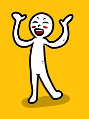 cute man cartoon on yellow background
