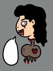 cute ghost woman cartoon on gray background