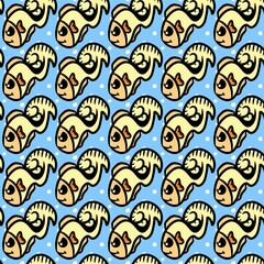 seamless pattern of cute fish cartoon
