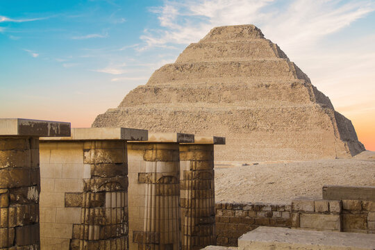The Pyramid of Djoser (or Djeser and Zoser), or Step Pyramid in the Saqqara necropolis, Egypt