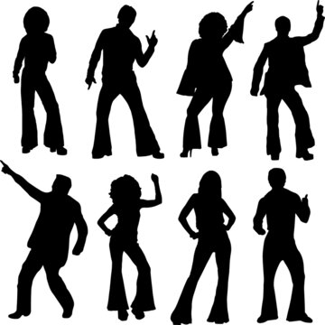 70s Disco Dancing Silhouette Pack