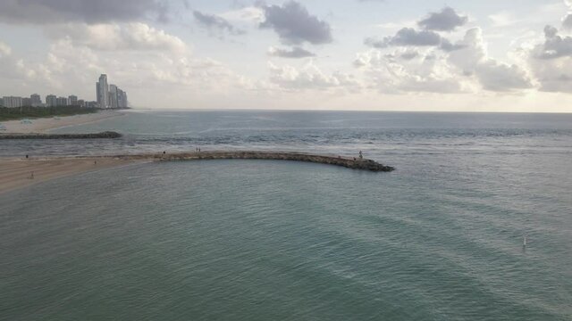 Choppy ocean currents at Haulover Inlet channel in Miami, Florida