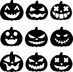Obraz premium Halloween Pumpkin Faces Silhouette Pack