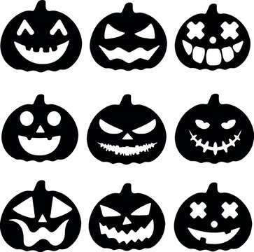 Halloween Pumpkin Faces Silhouette Pack