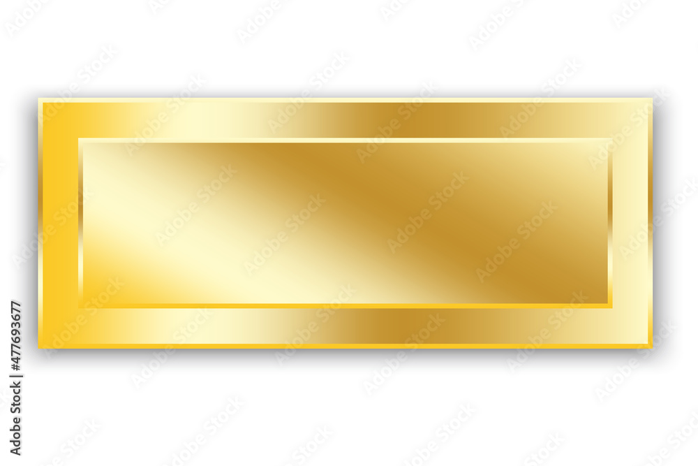 Poster golden plate icon. name tag. rectangular shape. realistic design. gradient effect. vector illustrati