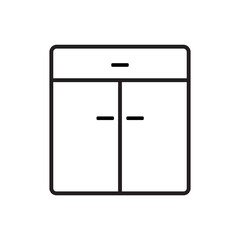 Wooden cupboard. Wardrobe icon. Logo concept. Modern art. Flat sign. Line design. Vector illustration. Stock image. 