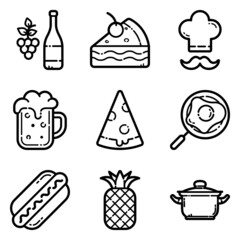 Food Set Flat Icon Set Isolated On White Background