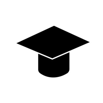 Graduate cap icon. Academic hat. Student education. College uniform. Outline symbol. Vector illustration. Stock image.