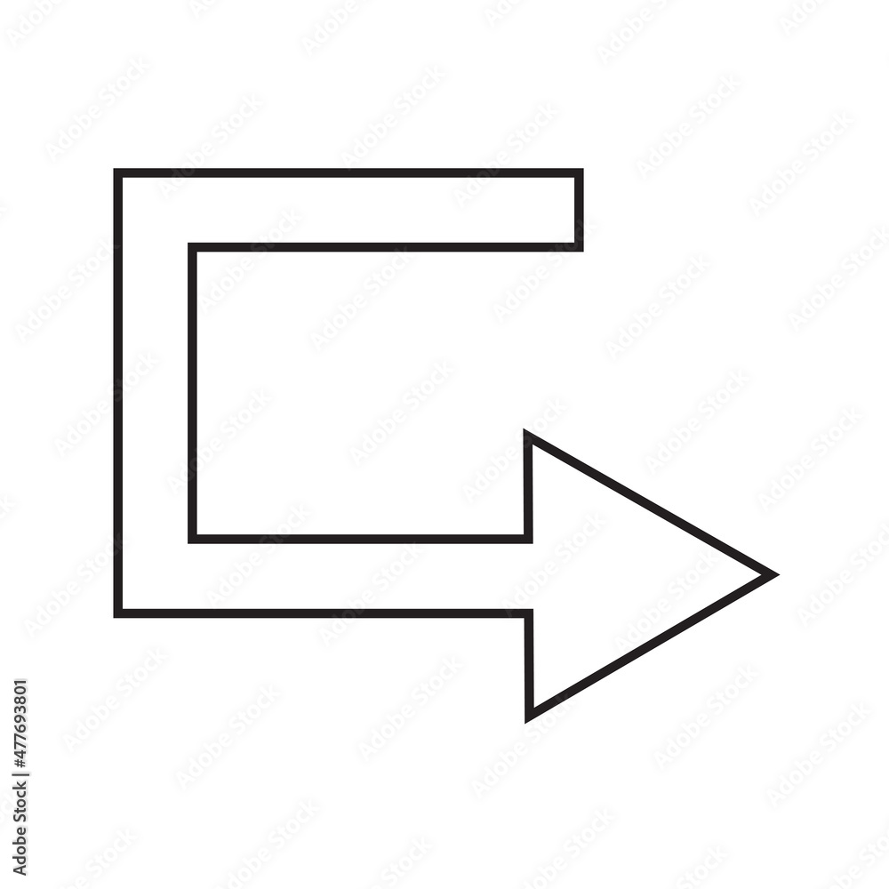 Poster angular arrow icon. corner element. outline sign. simple art design. business concept. vector illust