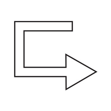 Angular arrow icon. Corner element. Outline sign. Simple art design. Business concept. Vector illustration. Stock image. 