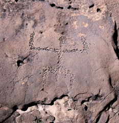 Ancient Puebloan petroglyph at South Canyon at Mile 31 in the Grand Canyon National Park, Arizona.