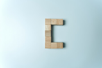 Letter C from wooden dice White Background