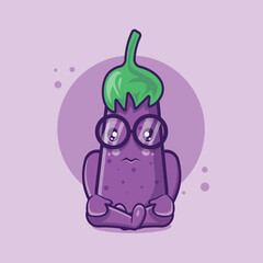 sad eggplant character mascot isolated cartoon in flat style design