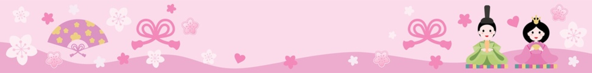 ひな祭りのお雛様の横長のバナーデザイン
