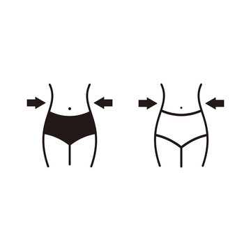 Women waist, weight loss, diet, waistline icon sign