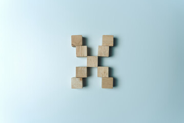 Letter X from wooden dice White Background