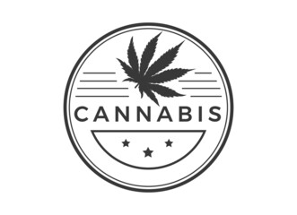 Vintage and Retro Cannabis Symbol, Marijuana Logo Design Inspiration. 