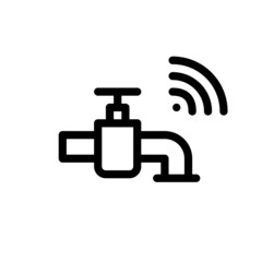 Smart faucet wifi connection. Internet of things, smart home technologies. Pixel perfect, editable stroke icon