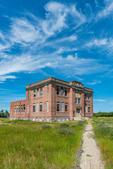 The old, abandoned Aneroid Consolidated School in Aneroid, Saskatchewan, Canada 