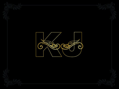 New Creative KJ k j Initial Logo, Letter Kj Gold calligraphic feminine floral hand drawn Logo Icon vector stock