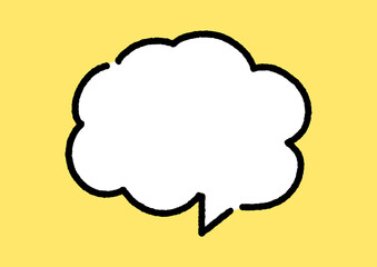 手書きの白い雲のような形の吹きだし - シンプルな黄色背景の素材 - Speech bubble