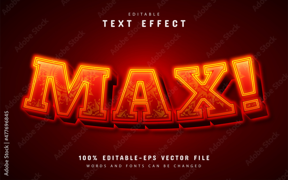 Wall mural max 3d red glowing text effect editable